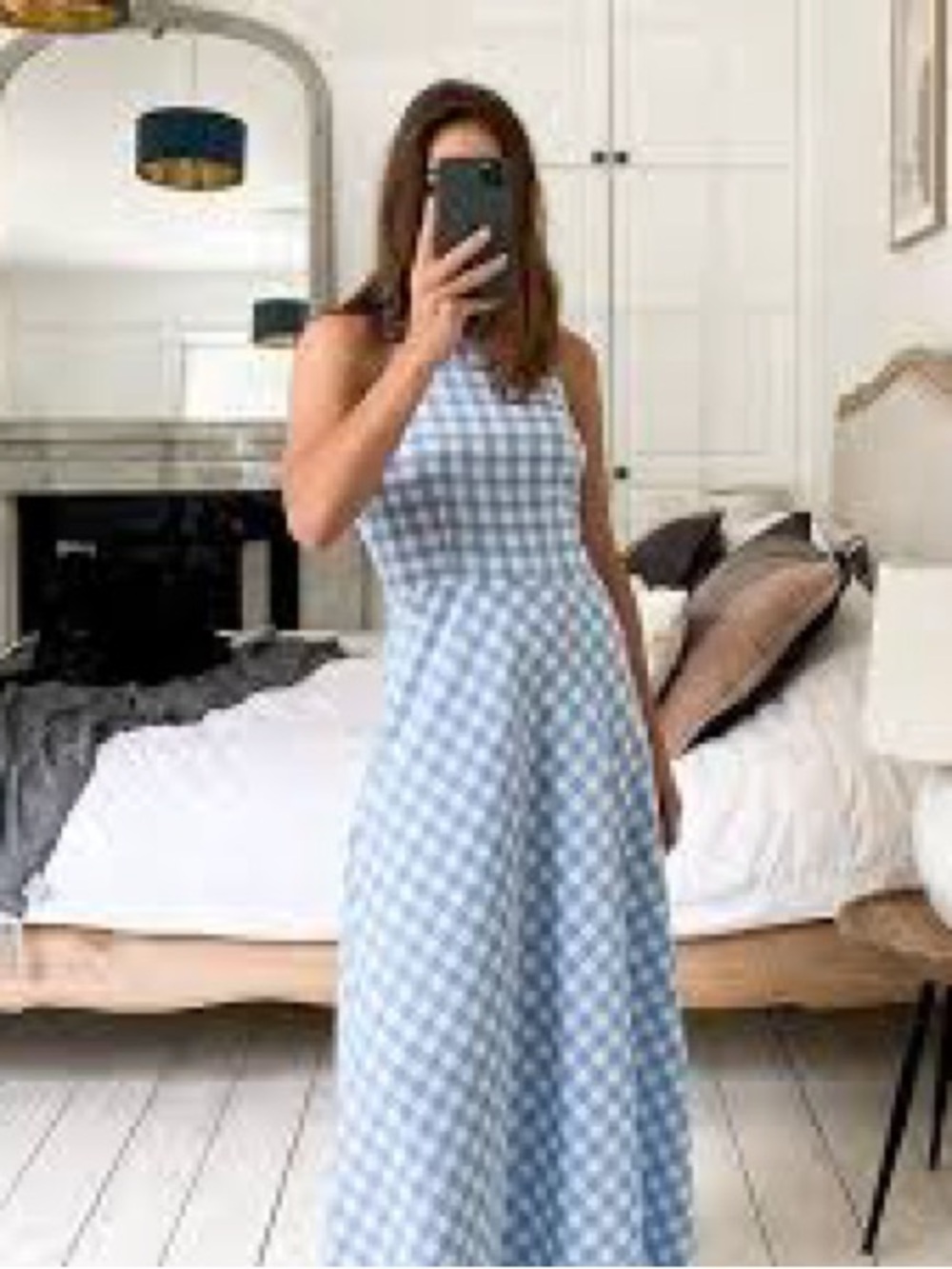 Emma Willis x next blue gingham halter maxi  summer dress 8 - Picture 2 of 11
